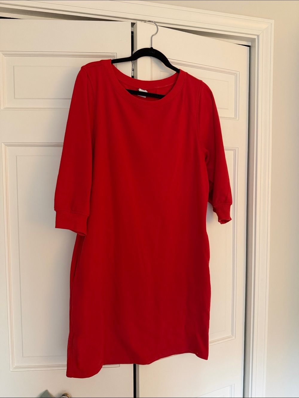 Amazon Essentials Red Long-Sleeve Sweatshirt Shift Dress